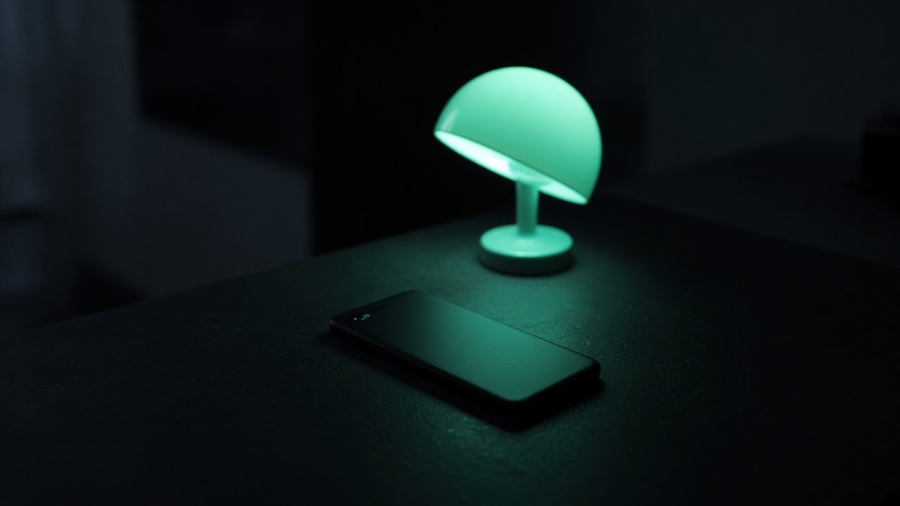 FikTok: eine Lampe und ein dunkles Telefon
